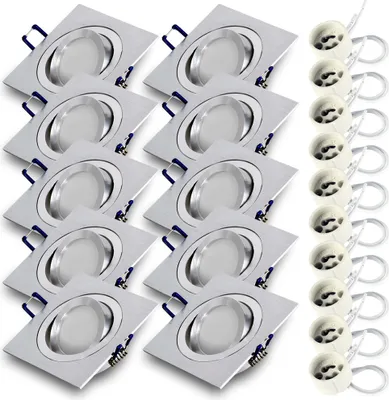 Obrázek produktu pro 10x vestavné bodové svítidlo SET RIK.13 otočné hliníkové hranaté GU10 7W teplá bílá