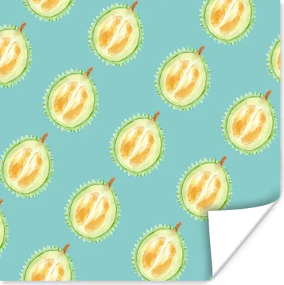 Produktbild von MuchoWow® Poster Zitrusfrüchte - Obst - Blau 100x100 cm - Babyzimmer