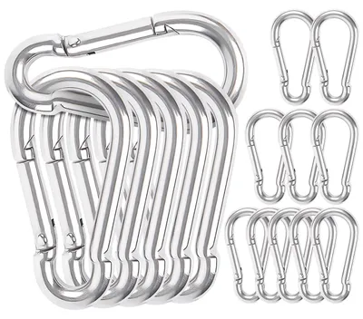 Produktbild von Karabinerhaken Federkarabiner Schlüsselkarabiner - 6 x 60 mm - Verzinkter Stahl - 16 Stück - Für Outdoor und Camping