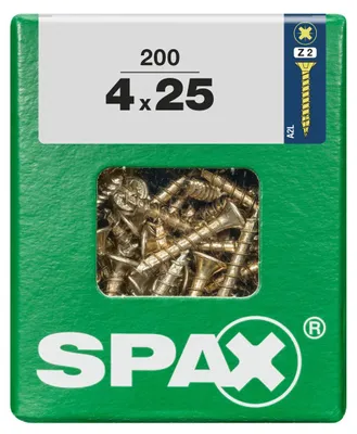 Produktbild von SPAX 4081020400257, Schraube, Stahl, Zink, Holz, Flachkopf, Pozidriv, Gelb