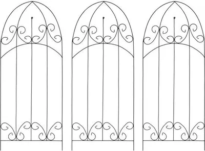 Image de Support de jardin avec plaque arquée - Lot de 3 - 40 x 100 cm - Noir - Support de jardin en métal - Tuteur résistant aux intempéries pour le jardin et la terrasse - Support décoratif pour plantes grimpantes