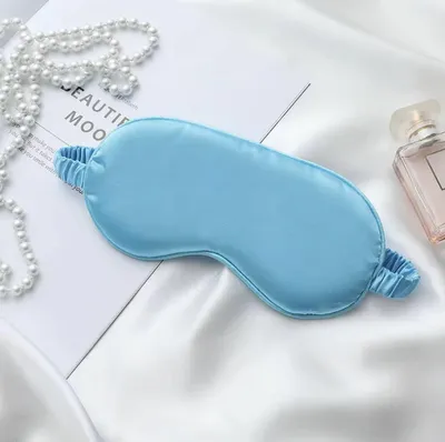 Immagine prodotto di CHPN - Mascherina per dormire - Mascherina effetto seta - Mascherina oscurante - Blu - Migliore qualità del sonno - Mascherina da viaggio - Accessori per aereo - Dormire in aereo
