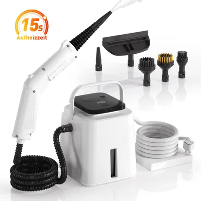 Produktbild von 1500W Dampfreiniger mit 1,55L XL-Wassertank & 15s Aufheizung – Handdampfreiniger mit LED-Display & 4 Stufen – Tragbarer Hochdruck-Dampfreiniger 4 Bar