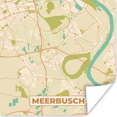 Produktbild von MuchoWow® Poster Meerbusch - Karte - Stadtplan - Vintage 75x75 cm - Wand Dekoration