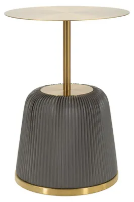 Immagine prodotto di Tavolinetto Egle Grigio Ø40x55 cm in Metallo ePoliuretanoGrigio e Oro