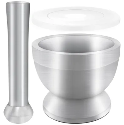 Mörser mit Stößel, Edelstahl, 8,5 cm, mit Silikondeckel