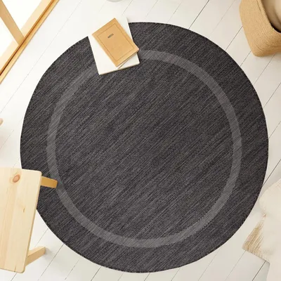 Produktbild von Ayyildiz Outdoor- und Terrassenteppiche Schwarz 200 cm rund Teppich, einfarbig, Teppich für Terrasse, Balkon oder Küche, Polypropylen-Rückseite