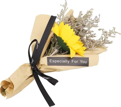 Image de bouquet de tournesol fleurs séchées naturelles décoration de mariage fleurs séchées cadeau de vacances(Jaune)