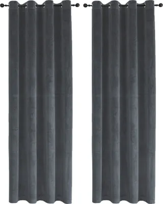 Produktbild von Samt Vorhäng 2er Set Anthrazit Ösen 140x175 cm Verdunkelungsvorhang samtweich blickdicht Gardine