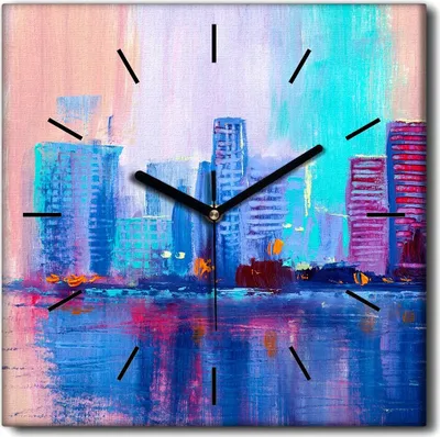 Produktbild von Coloray Uhr auf Leinwand 30x30 cm Wand Uhr Dekoration Wohnzimmer Segeltuch schwarze Hände -Architekturlandschaft.
