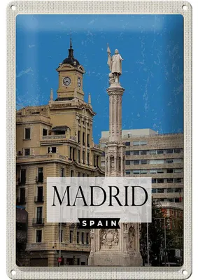 Produktbild von Blechschild Reise 20x30cm Madrid Spanien Panorama