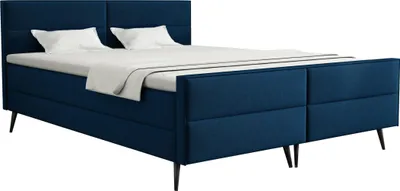 Produktbild von FEDVE Boxspringbett Doppelbett Bockau Schlafzimmer Bett Bonell-Matratze Topper 200x200 cm Dunkelblau (Monolith 77)