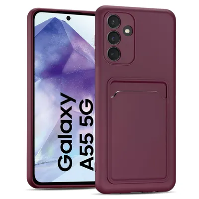 Produktbild von Conie Schutzhülle für Samsung Galaxy A55 5G mit Kartenfach Tasche Case Cover Bumper Silikon Hülle in Lila