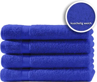 Produktbild von 4er Set Gästetücher Handtücher Duschtücher Badetücher Frottee 100% Baumwolle, Farbe:Royal / Blau, Größe:Gästetücher 30x50 cm