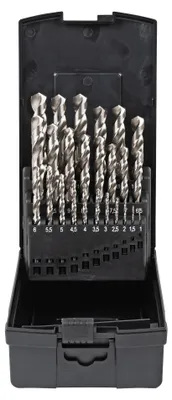 Produktbild von STIER Spiralbohrer Set HSS-G, 19-teilig, Metallbohrer Satz, Stahlbohrer Satz, alle gängigen Größen, Anwendungsbereiche Stahl & Nichteisenmetalle, Spiralnut mit Oxidbeschichtung für rasche Spanabfuhr