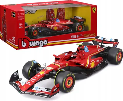 Zdjęcie produktu dla BBURAGO Ferrari SF-24 #55 (Sainz), Model samochodu sportowego, Wstępnie zmontowany, 1:18, Ferrari F1 SF-24, Każda płeć, Metal, Plastik
