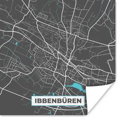 Produktbild von MuchoWow® Poster Stadtplan - Karte - Deutschland - Blau - Ibbenbüren - Karte 100x100 cm - Babyzimmer