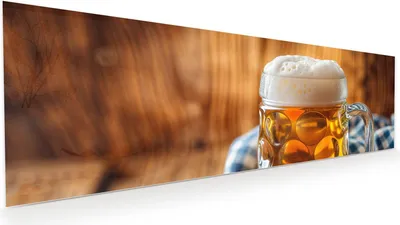 Produktbild von Glasbild 120x40cm in XXL für Wohnzimmer, Schlafzimmer Motiv Bierglas