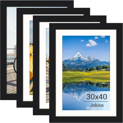 Produktbild von Jokisa 4 Stück Bilderrahmen 30x40, Rahmen 40x30 Schwarz mit Plexiglas, Bilderrahmen für Fotos, Bilder, Poster (Schwarz, 30 x 40 cm)