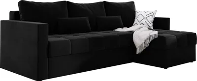 Produktbild von Moderne Ecksofa mit Schlaffunktion MIO 145x225 cm Eckcouch L-Form Schlaffsofa Couchgarnitur Polsterecke Bettsofa Sofa - Schwarz KR07