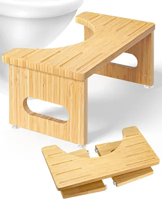 Produktbild von Klappbarer Toilettenhocker aus Holz für Erwachsene, WC-Tritthocker aus Bambus