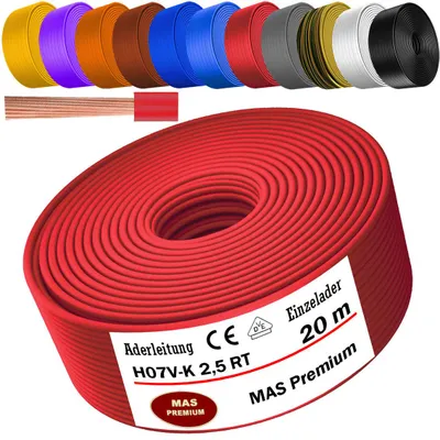 Produktbild von 20m Aderleitung H07 V-K RT 1x2,5 mm² Rot Einzelader flexibel
