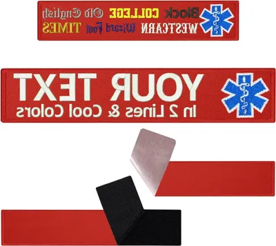 Productafbeelding van Gepersonaliseerde patch - Naamplaatjes klittenband - Kleding personaliseren - Wasbaar en kleurecht - 125 x 25 mm - Rood