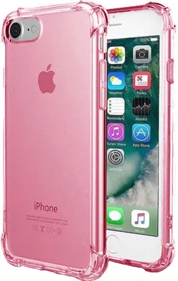 Produktbild von Smartphonica iPhone 6/6s transparente  stoßfeste Silikonhülle mit Bumper - Hellrosa