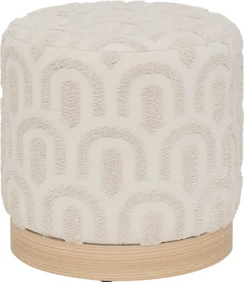 Produktbild von Atmosphera | Sitzpouf - Rund - 38 cm - Weiß - Holz - Modern Pouf - Im Boho-Stil