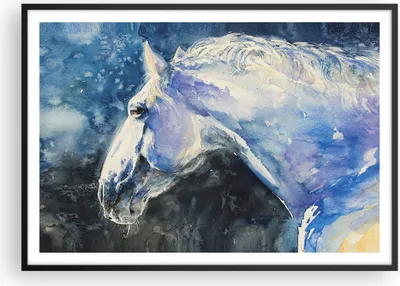 Produktbild von Gerahmtes Poster - Schwarzer Rahmen - Pferd Aquarell Porträt - 100x70 cm - Wand Bild - Wanddeko - Wandbilder - Wandposter - Bilderrahmen - Bilder - Kunstdruck - Wandbild - P2BAA100x70-4272