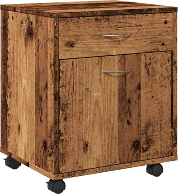 Image de vidaXL Caisson à roulettes aspect vieux bois 45x38x54 cm Bois composite