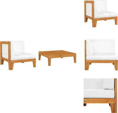 Image de vidaXL Ensemble de salon de jardin 2 pièces avec coussins en bois massif d'acacia - éléments de canapé de jardin