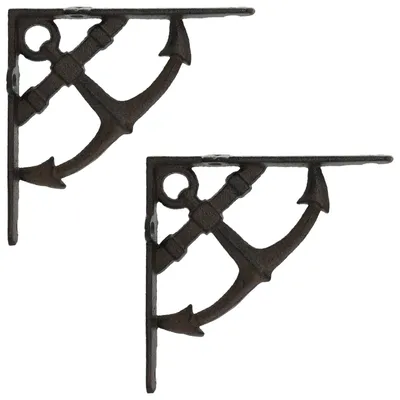 Productafbeelding van Wandplankbeugels, 2 stuks, antiekbruin, 21 x 21 x 3,5 cm, staal