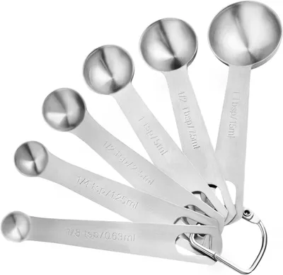 Imagen del producto de Juego de cucharas medidoras, de 5 piezas, de acero inoxidable, de diferentes tamaños, para la cocina