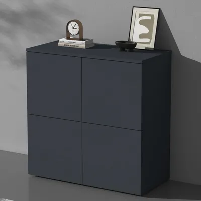 Produktbild von doporro Sideboard Kommode 76 cm in Anthrazit matt Aufbewahrungsschrank Bodenstehend für Ihren Wohnbereich Viel Stauraum Schrank 04