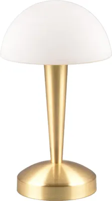 Image de Lampe de table Canaria, laiton et blanc, 1xE14x5W, verre, dimensions : 26,5 x 15 x 15 cm, IP20, RL