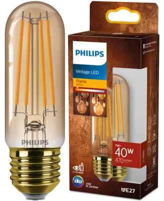 Produktbild von Philips LED-Lampe E27 Tubular T32 7W = 40W 470lm 1800K Warm 270° FILAMENT Vintage Bernstein Decorative
