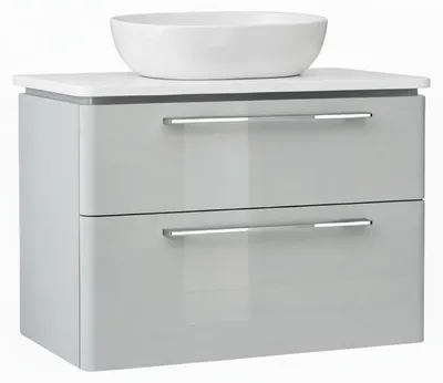 Produktbild von Waschtisch mit Unterschrank MOBI 75 cm - 2 Schubladen - Grau Hochglanz - hängend Badmöbel - Badezimmer