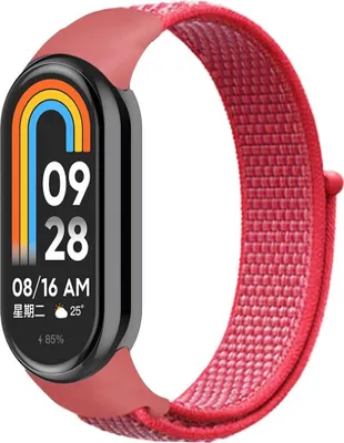 Zdjęcie produktu dla Tkany nylonowy pasek do zegarka Xiaomi Mi Band 8, kolor: pudrowy hibiskus
