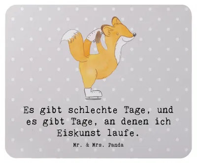 Produktbild von Mr. & Mrs. Panda Mouse Pad Fuchs Eiskunstläufer - Grau Pastell - Geschenk, Eiskunst, pc mausunterlage, laptop mousepad, Eiskunstläuferin, Mauspad, mousematte