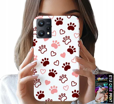 Zdjęcie produktu dla Etui Do Realme 9 5G - Psie Łapki Na Białym Tle, Pies, Kot, Miś