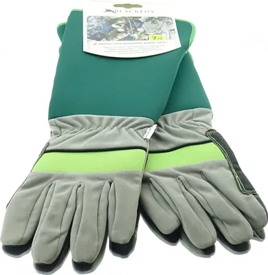 Produktbild von BLACKFOX® Garten - Handschuhe mit Unterarm-Neoprenschutz Grün & Grau Größe 7/S