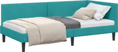 Obrázok produktu pre vidaXL Rohový rám postele s čelom tyrkysový 100 cm x 200 cm zamat