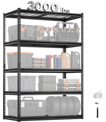 Produktbild von VEVOR Lagerregal, 5-stufig verstellbar, 2000 lbs Tragfähigkeit, robuste Garagenregale Metallorganizer Drahtregal, Schwarz, 60" L x 24" B x 78" H für Küche Vorratsraum Keller Badezimmer Wäschekammer