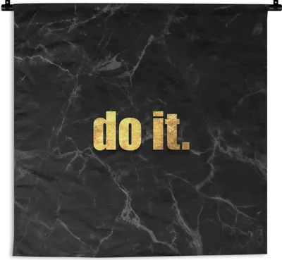 Produktbild von MuchoWow® Wandteppich Wandbehang Zitate - Motivation - Gold - Marmor 150x150 cm Tapisserie Dekoration Wandtuch - Wohnaccessoires - Modernes
