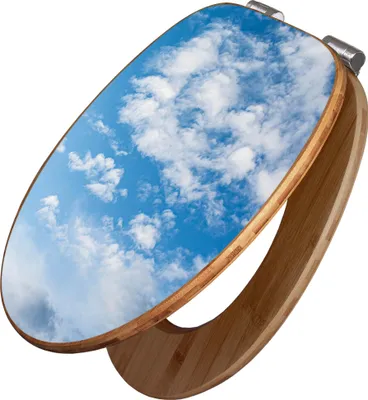 Produktbild von banjado Design WC Sitz Bambus Absenkautomatik -Wolken 1 - Toilettendeckel mit Absenkautomatik Holz/hochwertiger Bambus Klodeckel/WC-Sitz für alle gängigen Toiletten [TDB2 12830]