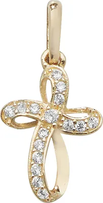 Image de Pendentif Femme Croix Or 375/1000 avec Oxyde de Zirconium - 18mm*9mm; TRS10730