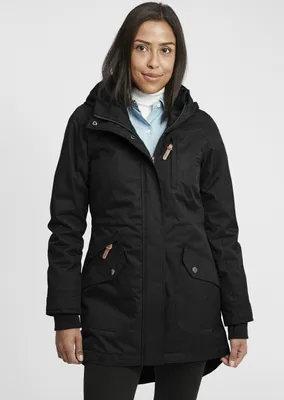 Produktbild von OXMO OXBella Damen Parka Übergangsmantel Lange Jacke mit Kapuze Pattentaschen Regular fit