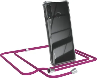 Produktbild von EAZY CASE Handykette kompatibel mit Huawei P30 Lite, Handyhülle mit Umhängeband, Handykordel, Schutzhülle Clear, Band in Rosa