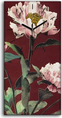 Produktbild von Leinwand Uhr Küche Wohnzimmer Bild 30x60 Gemälde Blumen Pflanzen Kunst - schwarze Hände